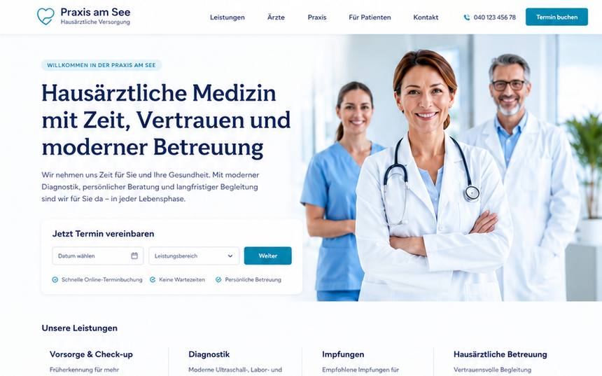 Webdesign Referenz Arztpraxis Hamburg – Praxis am See