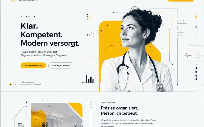 Modernes Webdesign Referenz Arztpraxis – Praxis am Rosengarten