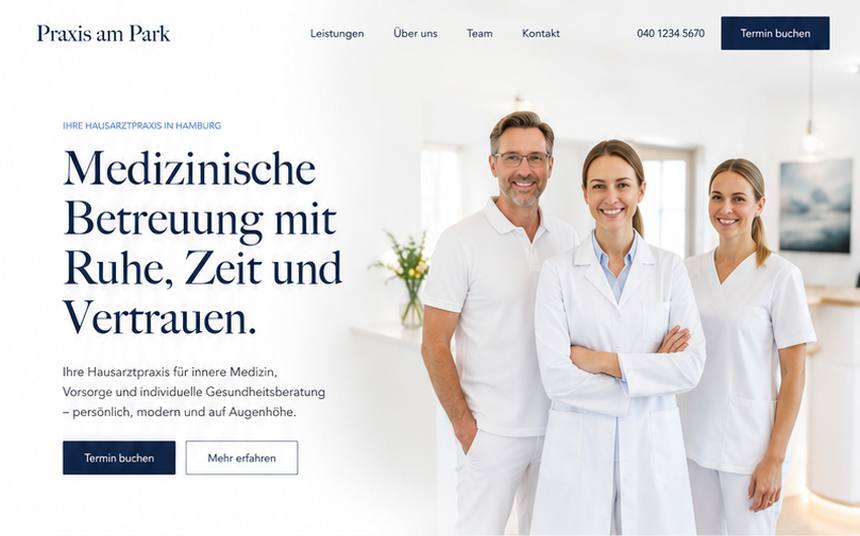 Webdesign Referenz Hausarztpraxis Hamburg – Praxis am Park