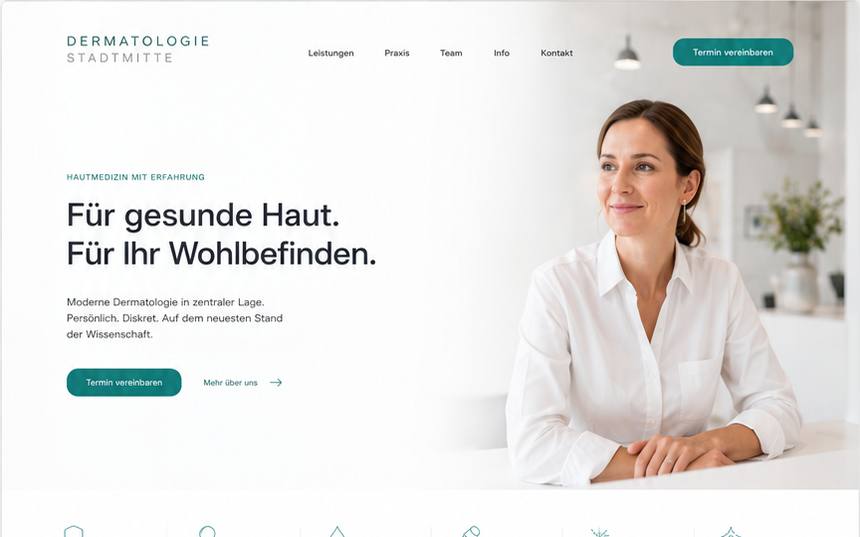Webdesign Referenz Hautarztpraxis – Dermatologie Stadtmitte