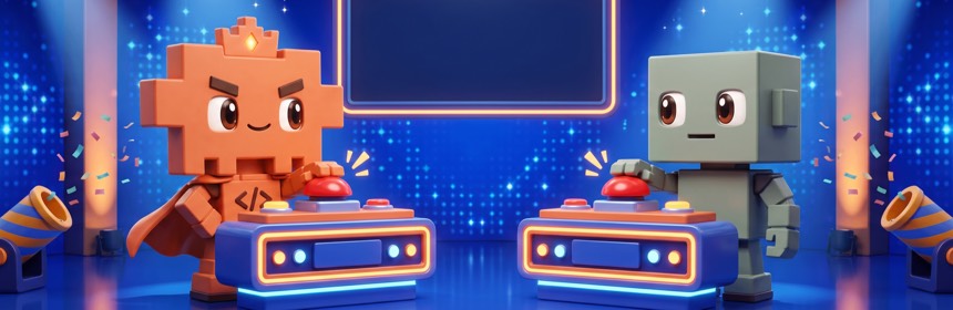 Direkter Vergleich: Claude vs ChatGPT auf einen Blick Direkter Vergleich auf einen Blick: Maskottchen wiegt zwei Werkzeuge auf einer Pixel-Waage ab