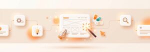 Framer Erfahrungen im Test: Design-Leinwand mit Werkzeugen und KI-Funken formt eine moderne Website