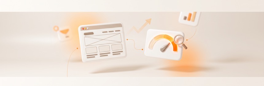 SEO und Performance SEO und Performance bei Framer: Tempo-Anzeige und Lupe messen die Website-Qualität