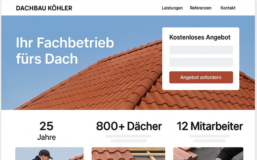 Webdesign-Konzept für eine Dachdeckerei – Dachbau Köhler