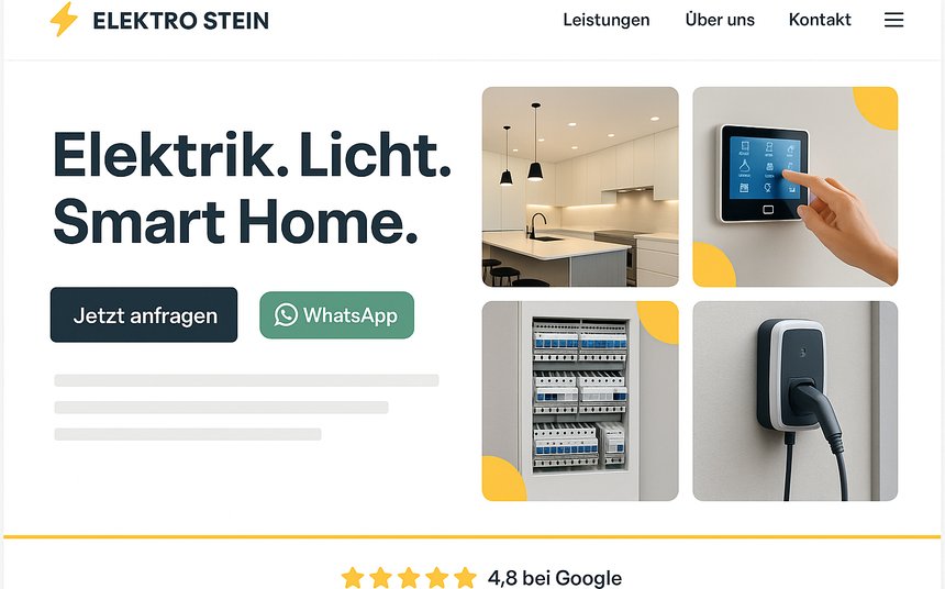 Webdesign-Konzept für einen Elektrobetrieb – Elektro Stein