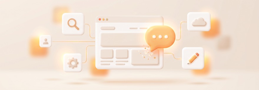 Lovable Erfahrungen im Test: Eine Website entsteht per Chat, symbolisiert durch Sprechblase und Browserfenster