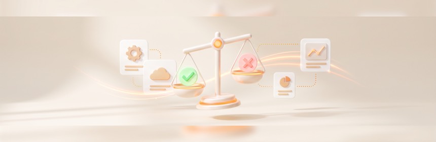 Lovable Stärken und Schwächen Stärken und Schwächen von Lovable gegenübergestellt als Waage mit Plus- und Minus-Seite