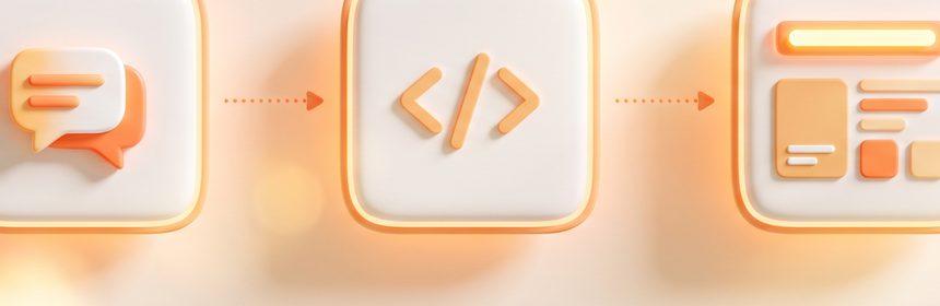 Schritt-für-Schritt-Ablauf: Per Chat-Eingabe entsteht eine einfache Website