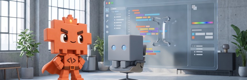 Was ist Cursor? Was ist Cursor: Maskottchen sitzt vor einem grafischen Code-Editor-Fenster mit Dateibaum und Menüs, dazu ein blinkender Text-Cursor