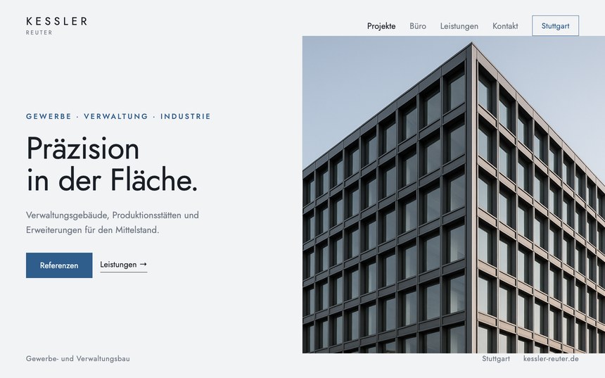 Webdesign für Architekten – Entwurf für Kessler Reuter, Gewerbe- und Verwaltungsbau
