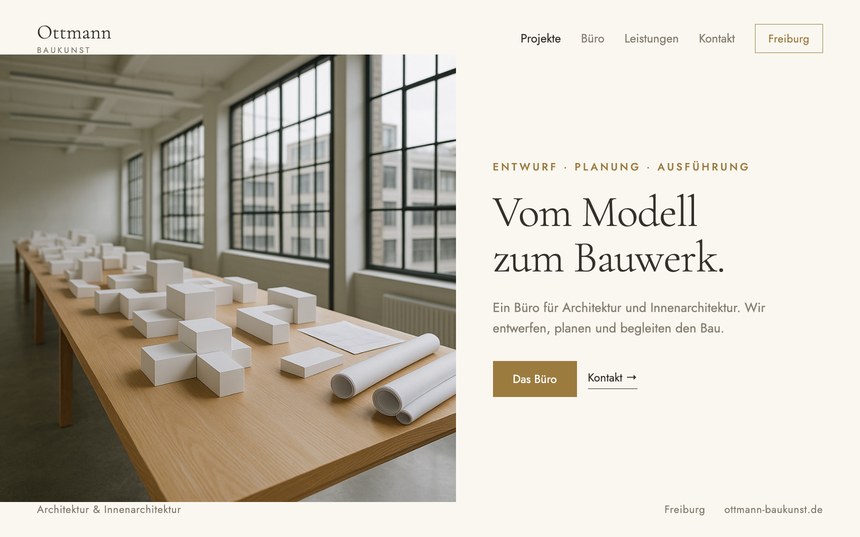 Webdesign für Architekten – Entwurf für Ottmann Baukunst, Architektur & Innenarchitektur