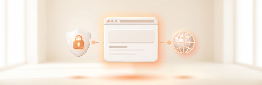 Webflow auf Deutsch & DSGVO Deutsche Sprache und DSGVO: Schutzschild und Schloss neben der Website