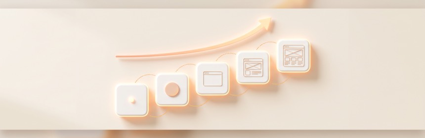 So fühlt sich Webflow an (die Lernkurve!) Die steile Lernkurve: Aufsteigende Stufen führen vom Einstieg zum Design-Profi