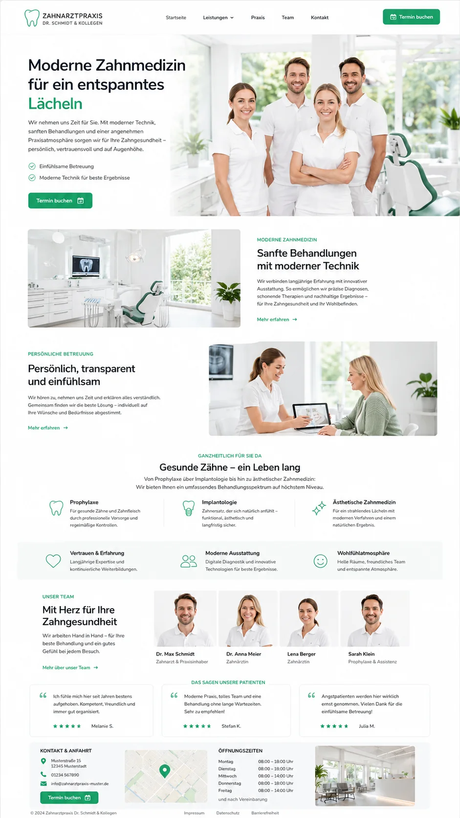 Zahnarzt-Website Designkonzept für eine moderne Gemeinschaftspraxis