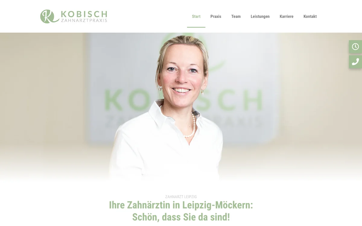Desktop-Ansicht der Website der Zahnarztpraxis Kobisch in Leipzig