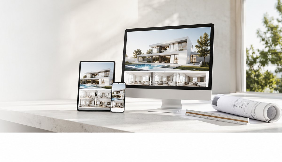 Architektur-Website auf Monitor, Tablet und Smartphone – Webdesign für Architekturbüros