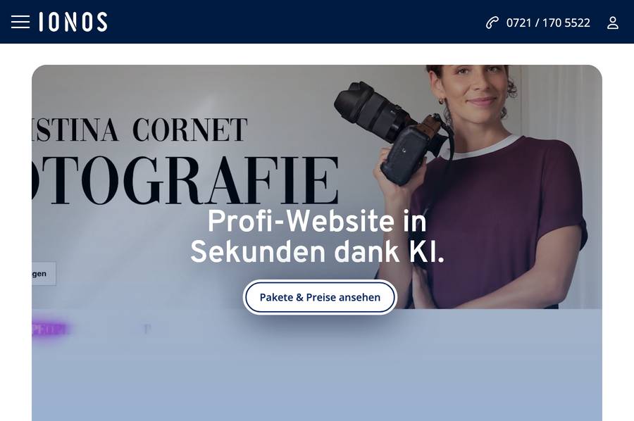 IONOS: deutscher KI-Baukasten mit Generator in allen Tarifen IONOS Homepage-Baukasten – KI-Website-Generator im Test