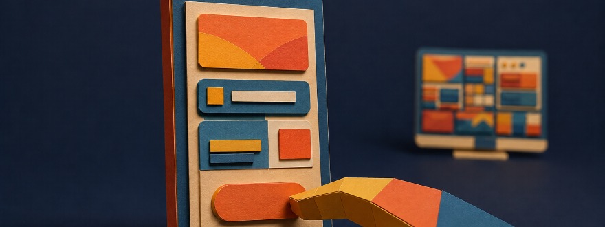Papier-Hand tippt auf den Button eines Newsletters auf dem Smartphone