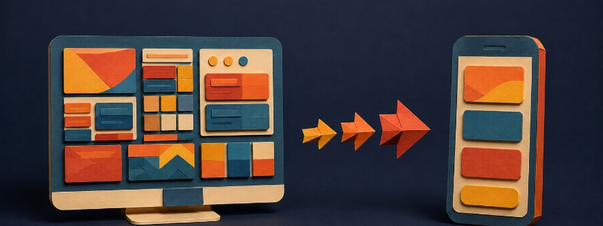 Vielspaltiges Website-Layout wird zu einem einspaltigen Newsletter