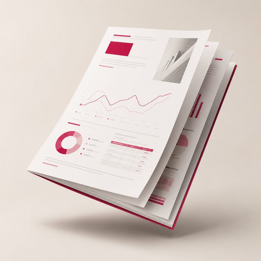 Gedruckter SEO-Monatsbericht mit Diagrammen