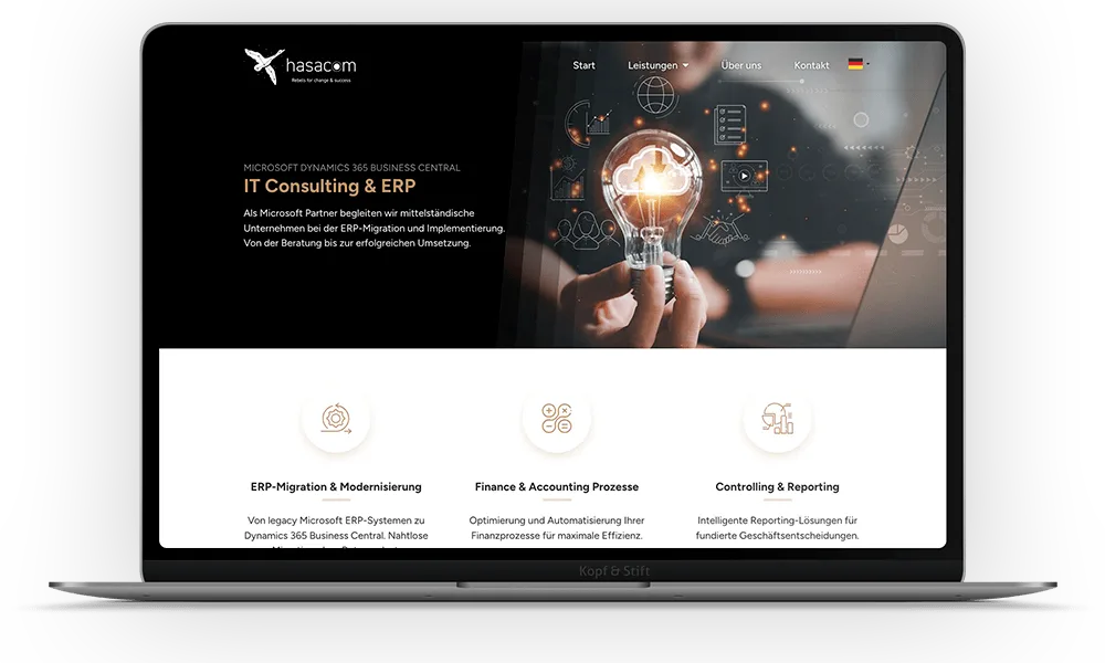 hasacom Startseite mit IT Consulting und ERP Beratung
