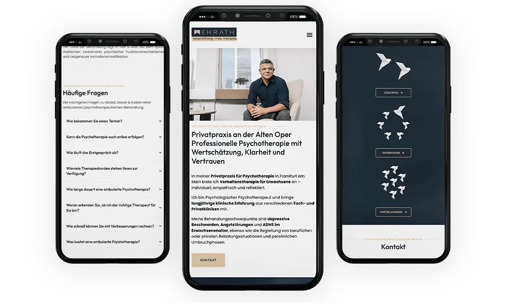 Website der Privatpraxis Ehrath in der mobilen Ansicht