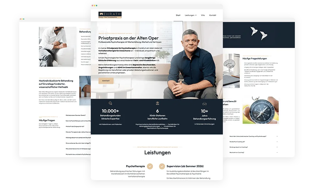 Seitenübersicht der Website der Privatpraxis an der Alten Oper