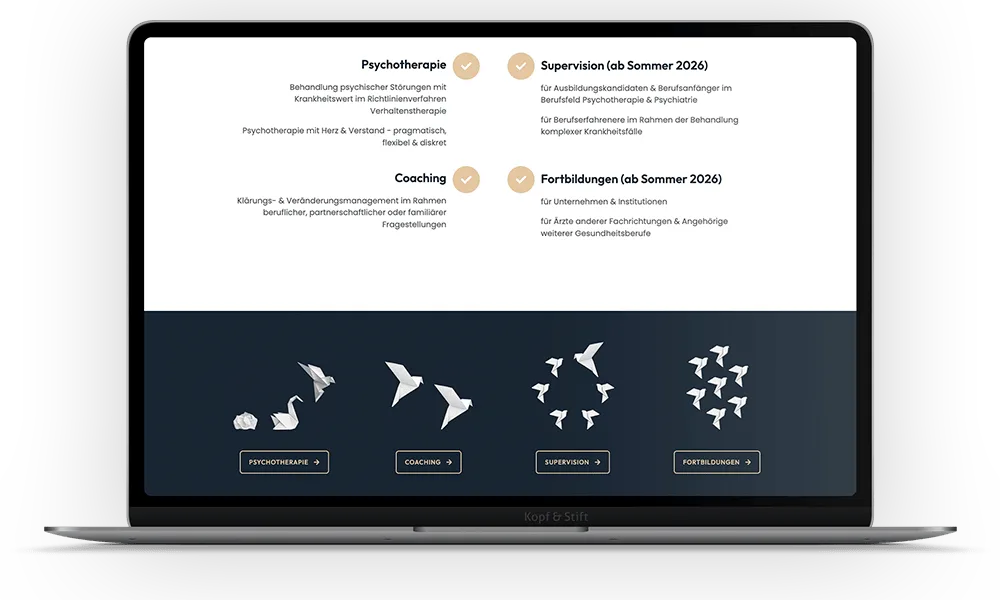 Leistungsübersicht der Privatpraxis Ehrath mit Psychotherapie und Coaching