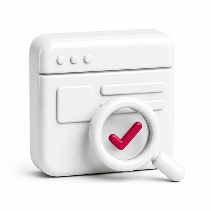 Lupe vor einem Browserfenster als Symbol für den Funktionstest nach Updates