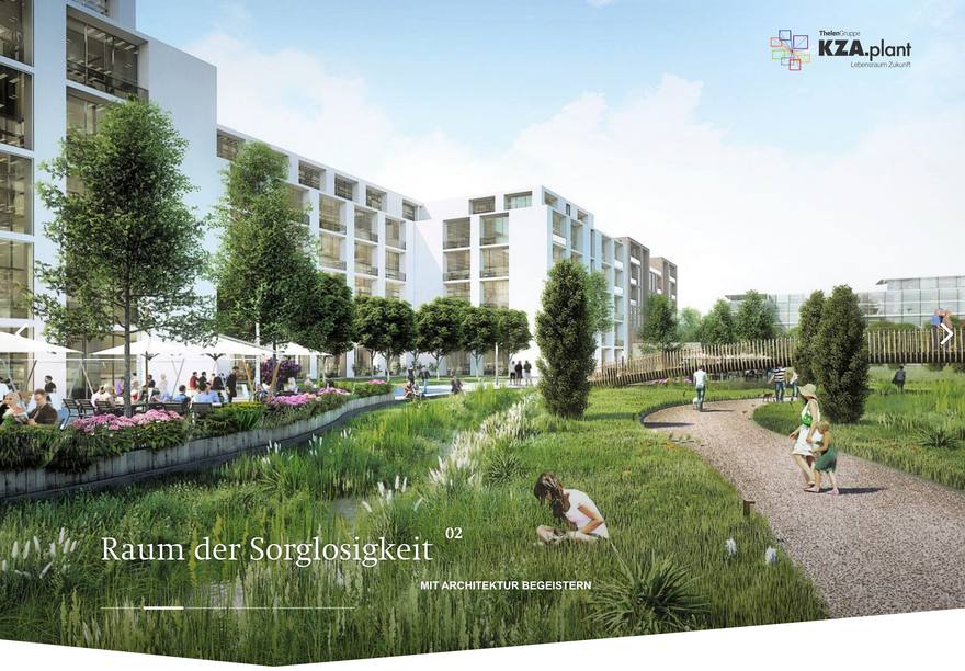 KZA.plant Webdesign für Architekten und Generalplaner Website von KZA.plant mit Luftbild eines begrünten Wohnquartiers