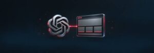 ChatGPT-Logo neben einem 3D-Modell einer fertigen Website