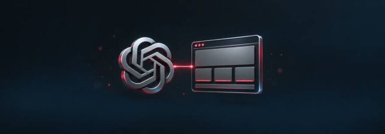 ChatGPT-Logo neben einem 3D-Modell einer fertigen Website