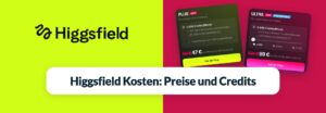 Higgsfield Kosten: Higgsfield-Logo und echte Tarifkarten Plus und Ultra, Preise und Credits im Überblick