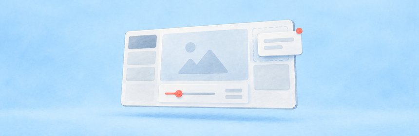 Bedienung im Redaktionsalltag Gemaltes Editorfenster mit Inhaltsblöcken, ein Block wird verschoben