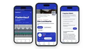 Web-App Referenz Mediaguide – Fadenlauf auf drei Smartphones