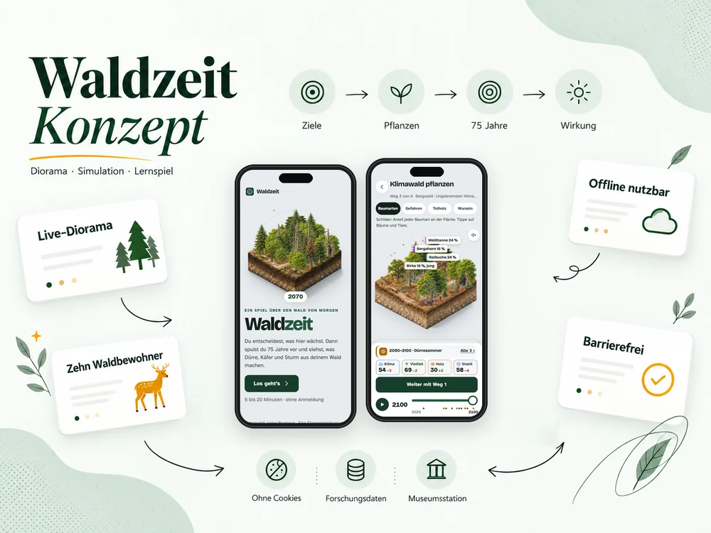 Konzeptgrafik zum Lernspiel Waldzeit
