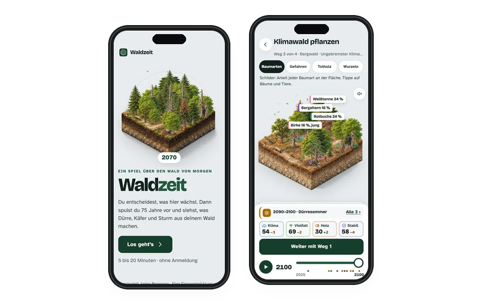 Waldzeit auf dem Smartphone: Zeitreise mit Wald-Diorama und Startseite