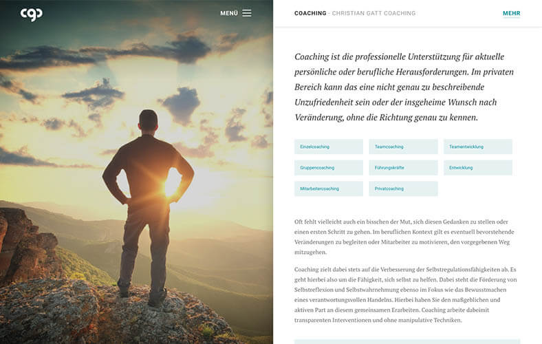 Screenshot von Geteiltes Layout - Gatt Coaching